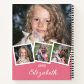 Carnet Collage photo 4 tendance Nom du script Rose blanc (Dos)