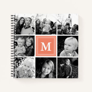 Carnet Collage photo carré monogrammé personnalisé