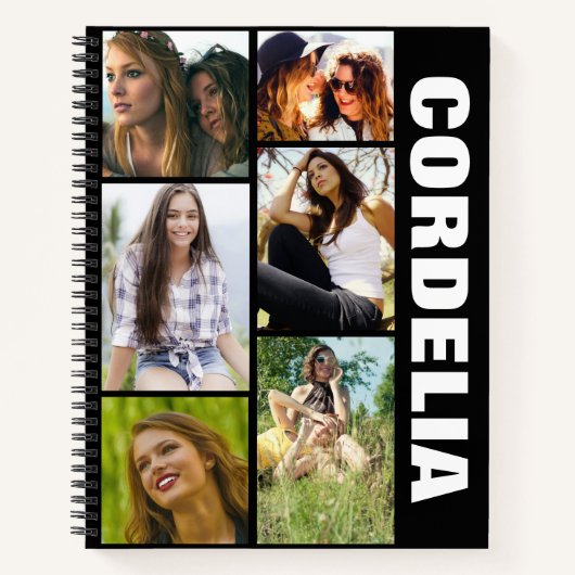 Carnet Collage photo moderne & nom (Devant)