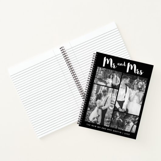 Carnet Collage photo Mr et Mrs Script noir et blanc (Intérieur)