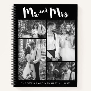 Carnet Collage photo Mr et Mrs Script noir et blanc