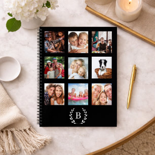 Carnet Collage photo noir agenda moderne monogrammé
