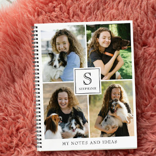 Carnet Collage photo personnalisé avec 4 photos, monogram