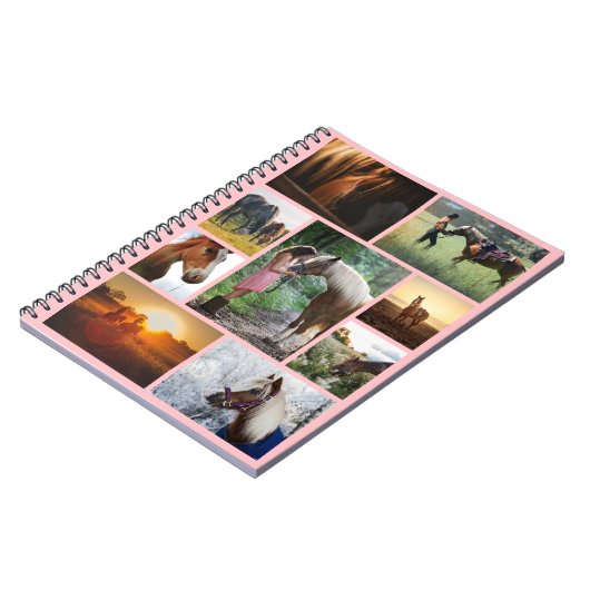Carnet Collage photo rose vif Cheval fille personnalisée (Côté gauche)