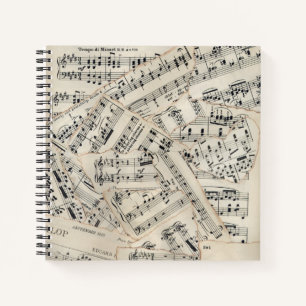 Carnet Collage vintage papier de musique