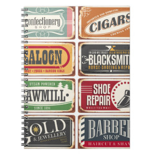 Carnet Collection d'affiches de magasin vintage. Boutique