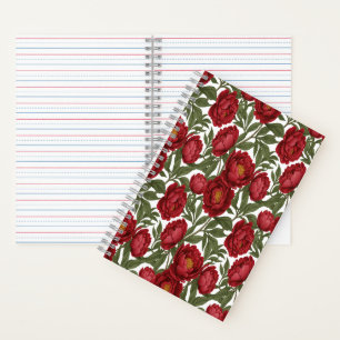 Carnet Collection de pivoines rouges vibrantes, fête pers