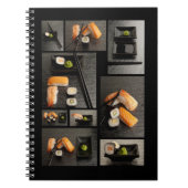 Carnet Collection de sushi sur l'arrière - plan noir (Devant)