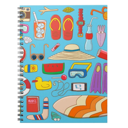 Carnet Collection d'objets d'été pour l'été à (Devant)
