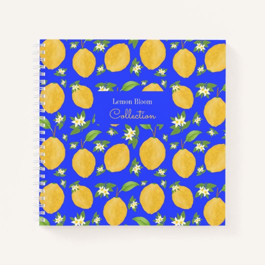 Carnet Collection Lemon Bloom à motif bleu (Devant)