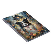 Carnet Collie de Border Halloween Avec Citrouilles Effray (Côté Droit)