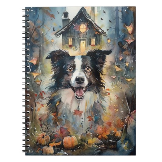 Carnet Collie de Border Halloween Avec Citrouilles Effray (Devant)