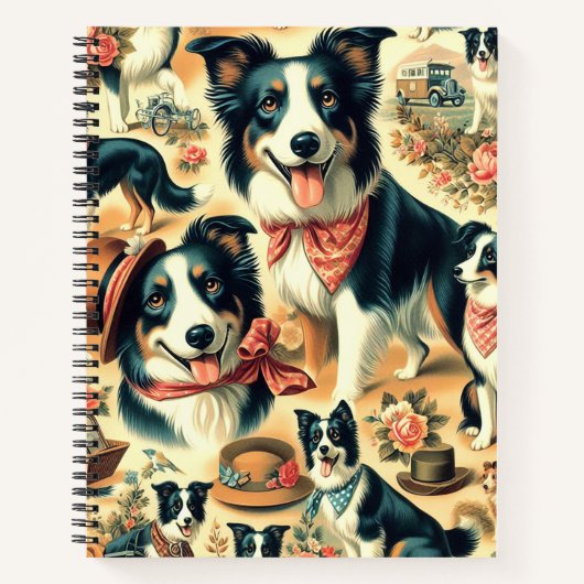 Carnet Collie frontière mignonne sans joint (Devant)