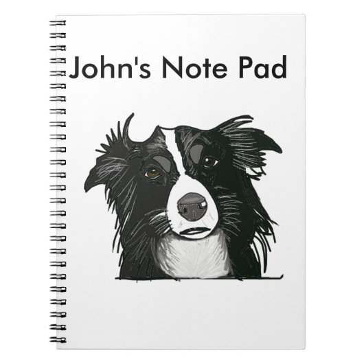 Carnet Collie frontière noire et blanche (Devant)