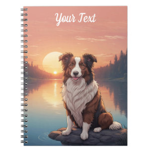 Carnet Collie rouge et blanc par lac