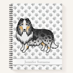 Carnet Collie Rough Blue Merle Chien de Dessin Animé Mign