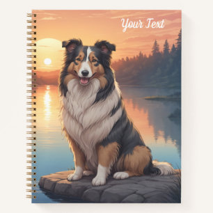 Carnet Collie tricolore au bord du lac