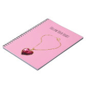 Carnet Collier Chaîne en Or Cœur Rouge Rose (Côté gauche)
