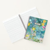 Carnet Collier chic bleu turquoise sicilien agrus floral (Intérieur)