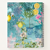 Carnet Collier chic bleu turquoise sicilien agrus floral (Dos)