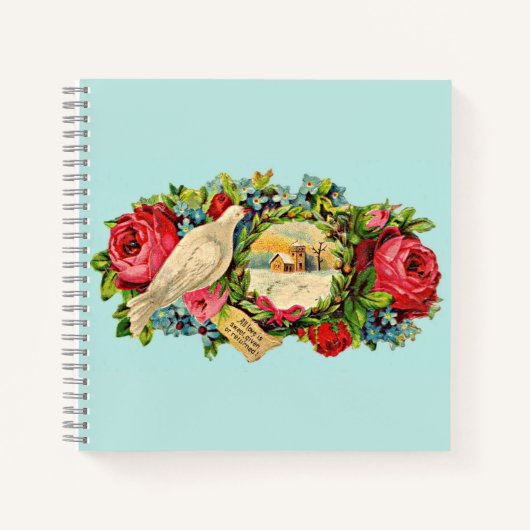 Carnet colombe blanche victorienne et message d'amour (Devant)