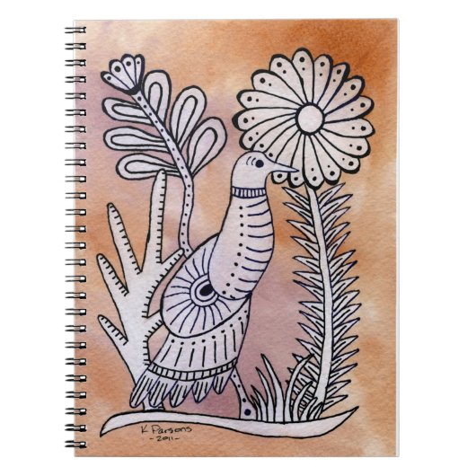 Carnet Colombe, style mexicain d'écorce (Devant)