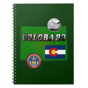 Carnet Colorado Texte, Drapeau, Sceau, Trimestre, Carte