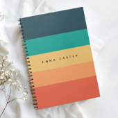 Carnet Colorbloc moderne Monogramme à rayures horizontale