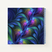 Carnet Coloré Abstrait Bleu rose Vert Fractal Nom (Dos)
