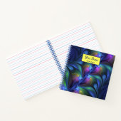 Carnet Coloré Abstrait Bleu rose Vert Fractal Nom (Intérieur)