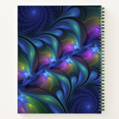 Carnet Coloré Abstrait Bleu rose Vert Fractal Nom (Dos)