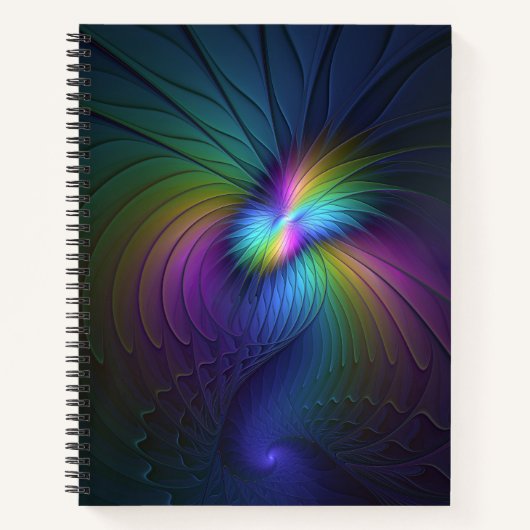 Carnet Coloré Avec Bleu Moderne Art Fractal Abstrait (Devant)