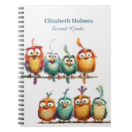 Carnet Coloré Funny Quirky Birds School (Devant)