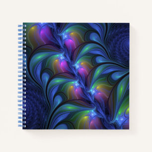 Carnet Coloré Lumineux Abstrait Bleu rose Vert Fractal