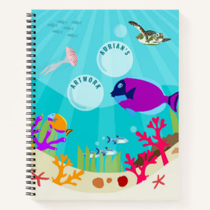 Carnet Coloré Ocean Sea Animals Kids Name Sketchbook