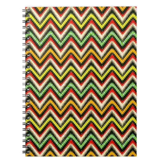 Carnet Coloré Retro Chevron Motif Tons Chauds (Devant)