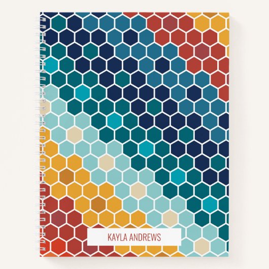 Carnet Coloré Retro Mosaïque Florale Motif Hexagon (Devant)