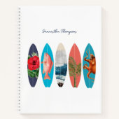 Carnet Coloré Retro Surfboards Motif Nom personnalisé (Devant)