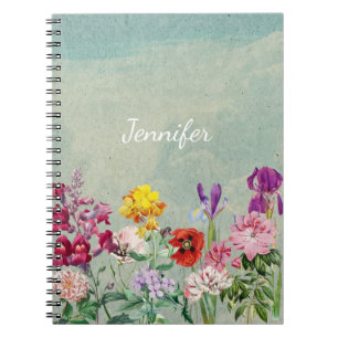Carnet Coloré vintage floraison belle fleurs sauvages