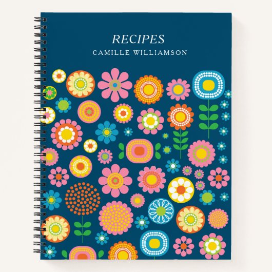 Carnet Colorée Mood Fleurs géométriques Retro Recette per (Devant)