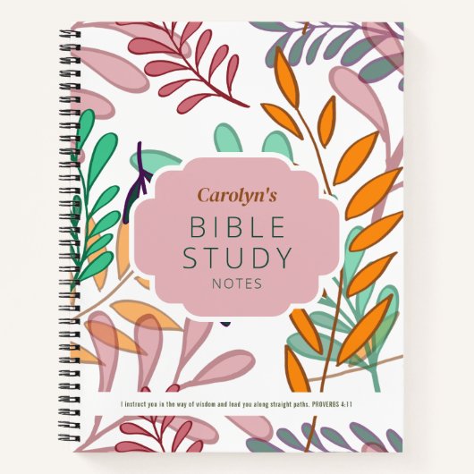 Carnet Colorful Abstract Leaves Personalized Bible Study (Devant)