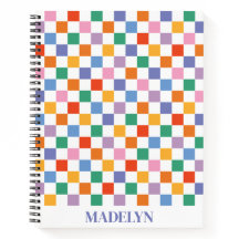 colorful checkered pattern custom monogram name