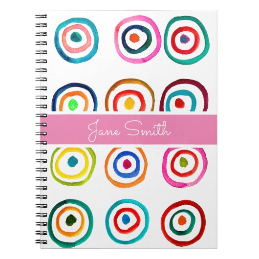 Carnet Colorful circle rainbow watercolor (Devant)