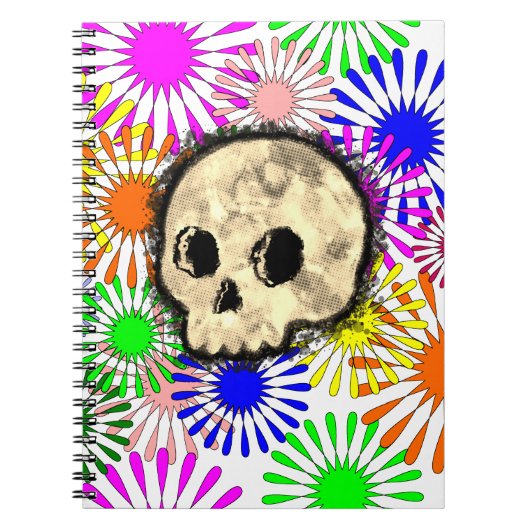 Carnet Colorful Floral Burst Skull Watercolor (Devant)