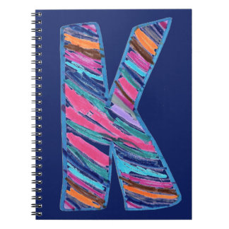 Carnet Colorful Multicolored Letter K as in Kay on Blue