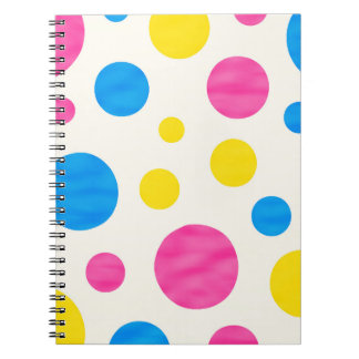 Carnet Colorful Polka Dots Pink Blue Yellow Retro