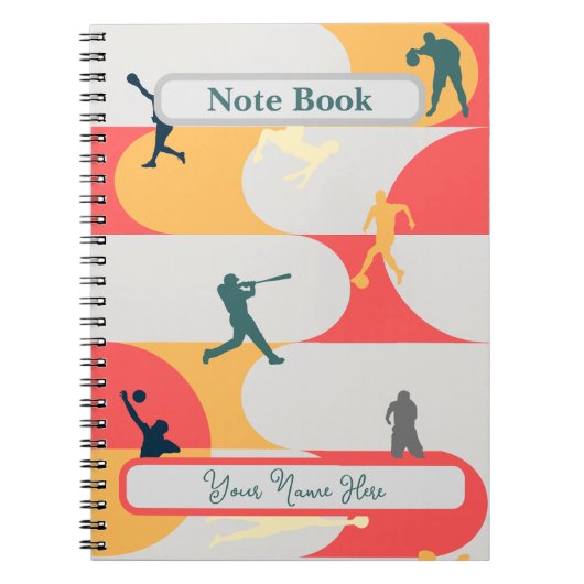 Carnet Colorful Retro Multi-Sport Silhouette Personalized (Devant)
