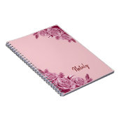 Carnet Composition de fleurs roses avec nom (Côté Droit)