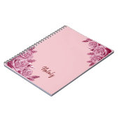 Carnet Composition de fleurs roses avec nom (Côté gauche)