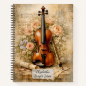 Carnet Composition de violon floral vintage (Devant)